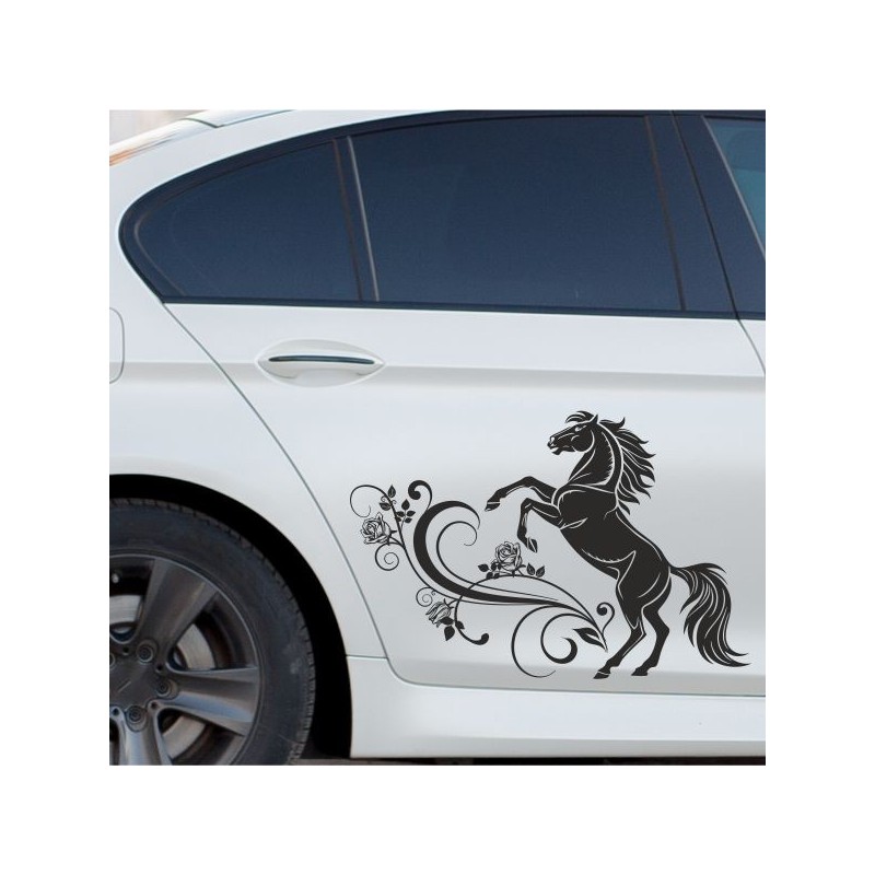 Aufkleber Auto Pferd Fohlen Stute Hengst Hufeisen Glück Spruch Dekor Stall Pferdehof  Sport Familie Pony Kinder Pferdeanhänger