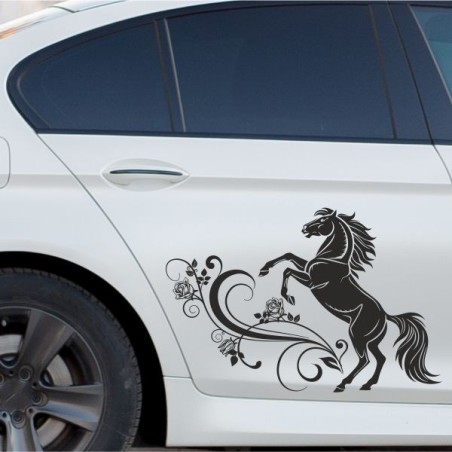 Aufkleber Auto Pferd Fohlen Stute Hengst Hufeisen Glück Spruch Dekor Stall Pferdehof  Sport Familie Pony Kinder Pferdeanhänger