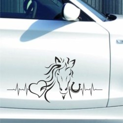 Aufkleber Auto Pferd Fohlen Stute Hengst Hufeisen Glück Spruch Dekor Stall Pferdehof  Sport Familie Pony Kinder Pferdeanhänger