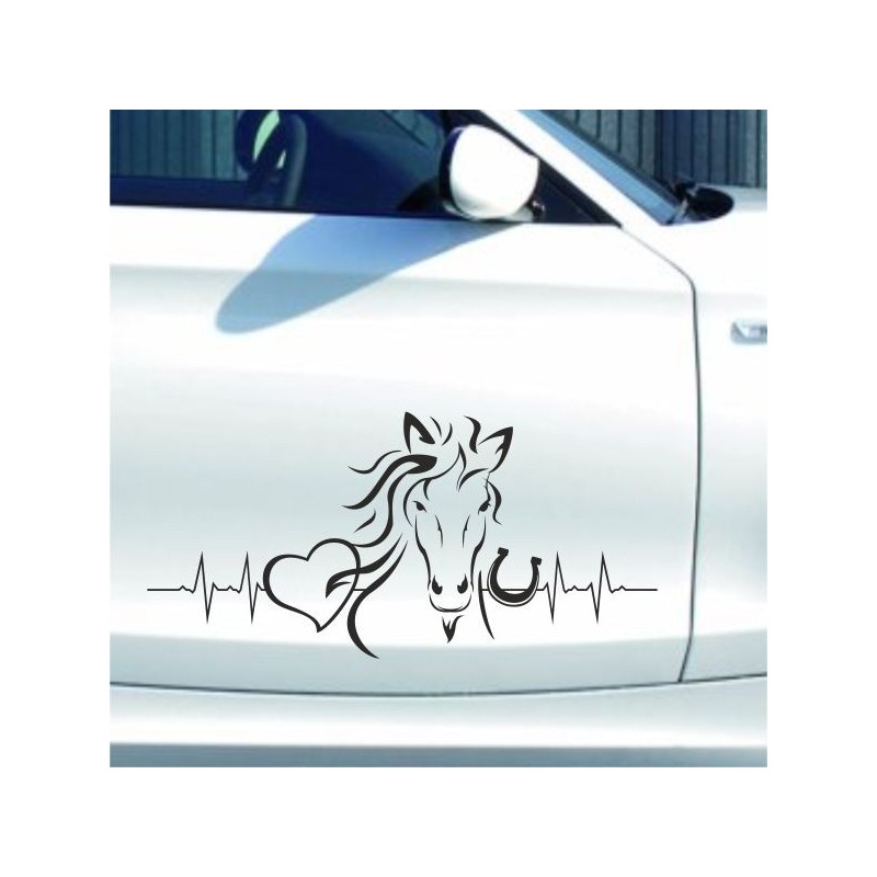 Aufkleber Auto Pferd Fohlen Stute Hengst Hufeisen Glück Spruch Dekor Stall Pferdehof  Sport Familie Pony Kinder Pferdeanhänger