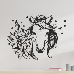 Wandaufkleber Aufkleber Wand Wandtattoo Tattoo Pferde Dekor Pferd Stute Pony Hengst Reiten Hof Sport Kids Hufeisen Glück Hof