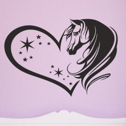 Wandaufkleber Aufkleber Wand Wandtattoo Tattoo Pferde Dekor Pferd Stute Pony Hengst Reiten Hof Sport Kids Hufeisen Glück Hof