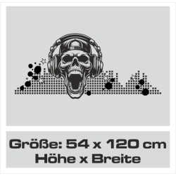 Wandaufkleber Musik DJ Kopfhörer Sound Bass Totenkopf Music Aufkleber Wand Wandtattoo 06