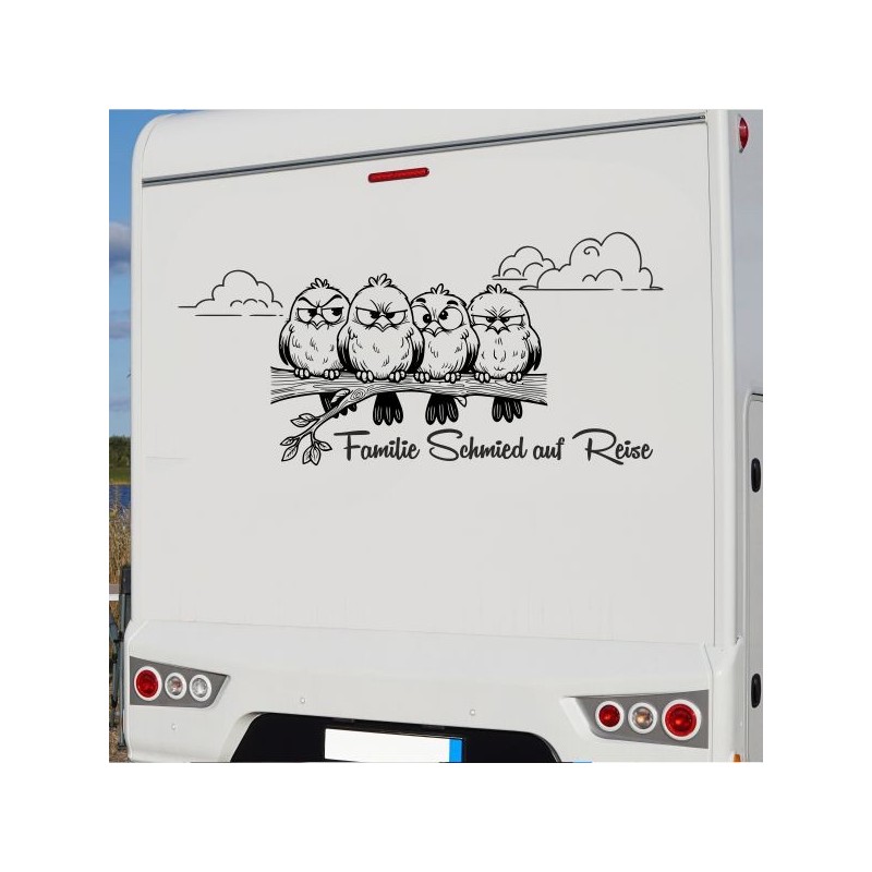 Aufkleber Wohnmobil Wohnwagen Reise Camping Auto Reisemobil Möwe Meer Kompass Globus Strand Palme Urlaub Spruch Familie Zuhause