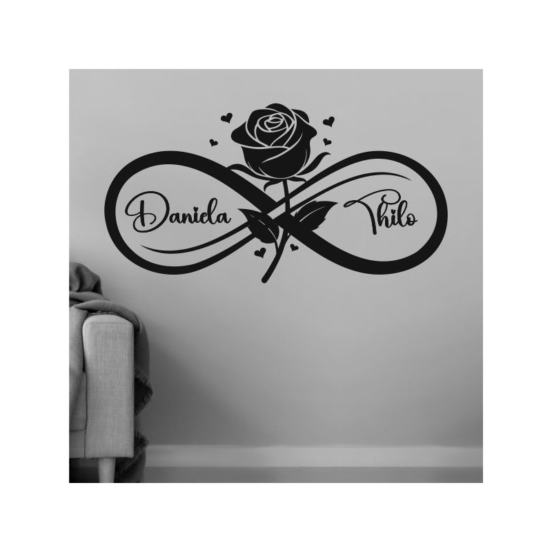 Wandaufkleber Wandtattoo Aufkleber Wand Liebe ist.. Endlosschleife Wunschnamen Ehepartner Verliebte Sprüche Familie Worte Herz