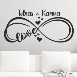Wandaufkleber Wandtattoo Aufkleber Wand Liebe ist.. Endlosschleife Wunschnamen Ehepartner Verliebte Sprüche Familie Worte Herz