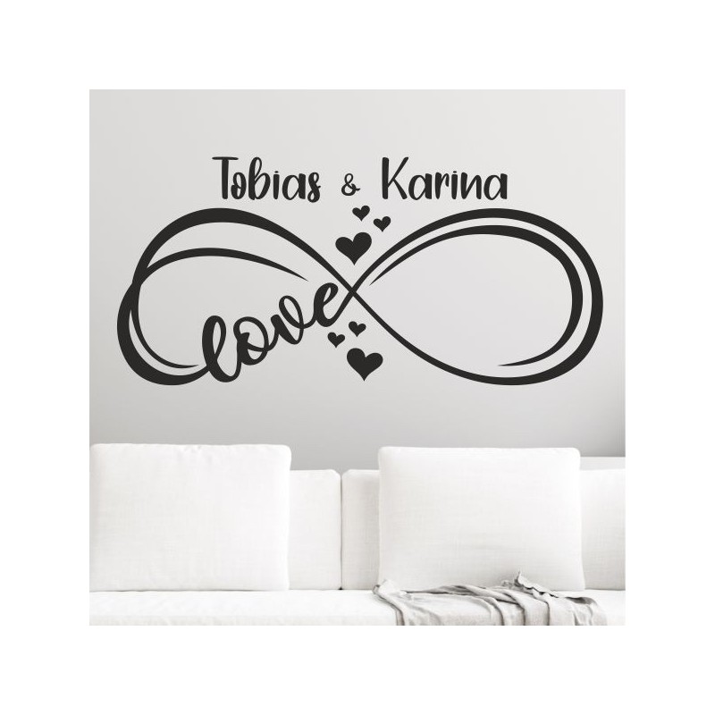 Wandaufkleber Wandtattoo Aufkleber Wand Liebe ist.. Endlosschleife Wunschnamen Ehepartner Verliebte Sprüche Familie Worte Herz