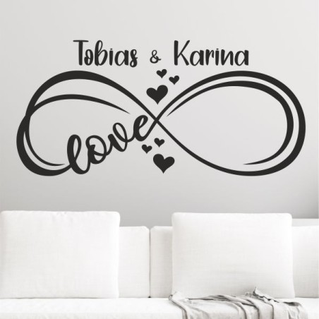 Wandaufkleber Wandtattoo Aufkleber Wand Liebe ist.. Endlosschleife Wunschnamen Ehepartner Verliebte Sprüche Familie Worte Herz