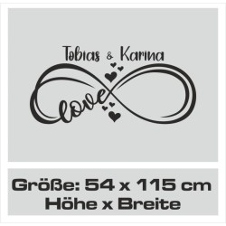 Wandaufkleber Wandtattoo Aufkleber Wand Liebe ist.. Endlosschleife Wunschnamen Ehepartner Verliebte Sprüche Familie Worte Herz