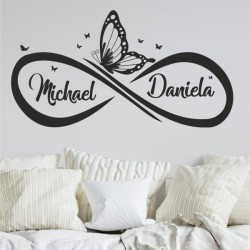 Wandaufkleber Wandtattoo Aufkleber Wand Liebe ist.. Endlosschleife Wunschnamen Ehepartner Verliebte Sprüche Familie Worte Herz