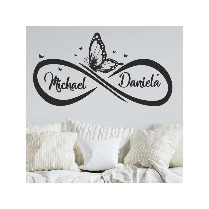 Wandaufkleber Wandtattoo Aufkleber Wand Liebe ist.. Endlosschleife Wunschnamen Ehepartner Verliebte Sprüche Familie Worte Herz