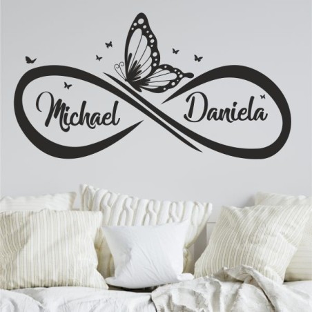 Wandaufkleber Wandtattoo Aufkleber Wand Liebe ist.. Endlosschleife Wunschnamen Ehepartner Verliebte Sprüche Familie Worte Herz