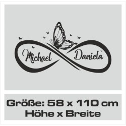 Wandaufkleber Wandtattoo Aufkleber Wand Liebe ist.. Endlosschleife Wunschnamen Ehepartner Verliebte Sprüche Familie Worte Herz