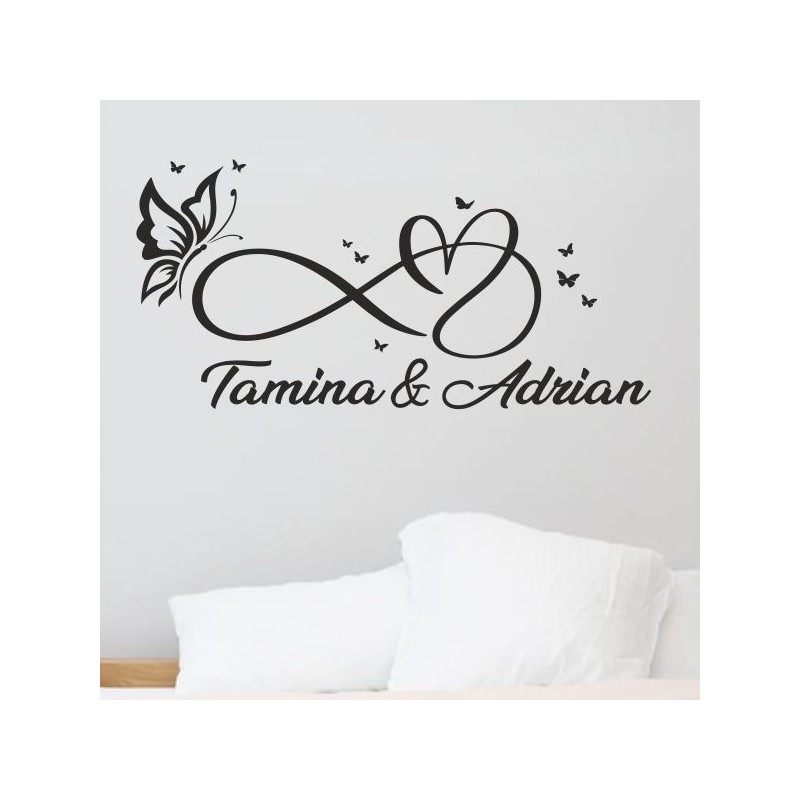 Wandaufkleber Wandtattoo Aufkleber Wand Liebe ist.. Endlosschleife Wunschnamen Ehepartner Verliebte Sprüche Familie Worte Herz