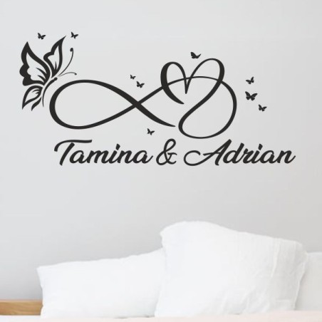 Wandaufkleber Wandtattoo Aufkleber Wand Liebe ist.. Endlosschleife Wunschnamen Ehepartner Verliebte Sprüche Familie Worte Herz