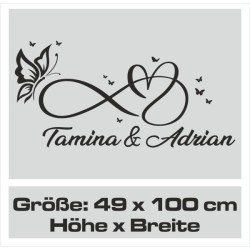 Wandaufkleber Wandtattoo Aufkleber Wand Liebe ist.. Endlosschleife Wunschnamen Ehepartner Verliebte Sprüche Familie Worte Herz