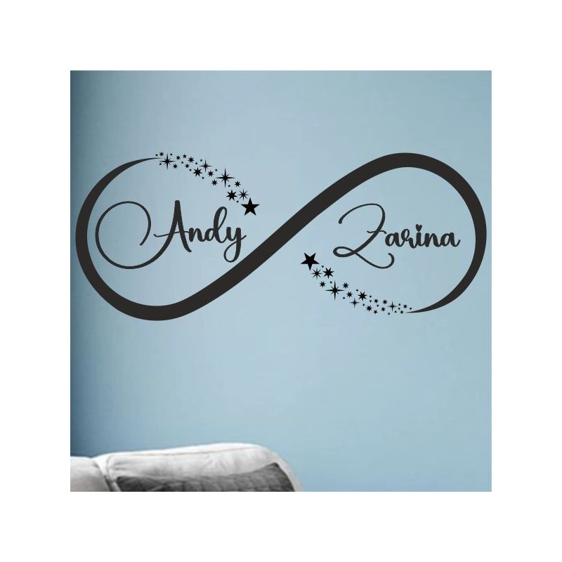 Wandaufkleber Wandtattoo Aufkleber Wand Liebe ist.. Endlosschleife Wunschnamen Ehepartner Verliebte Sprüche Familie Worte Herz