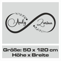Wandaufkleber Wandtattoo Aufkleber Wand Liebe ist.. Endlosschleife Wunschnamen Ehepartner Verliebte Sprüche Familie Worte Herz