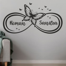 Wandaufkleber Wandtattoo Aufkleber Wand Liebe ist.. Endlosschleife Wunschnamen Ehepartner Verliebte Sprüche Familie Worte Herz