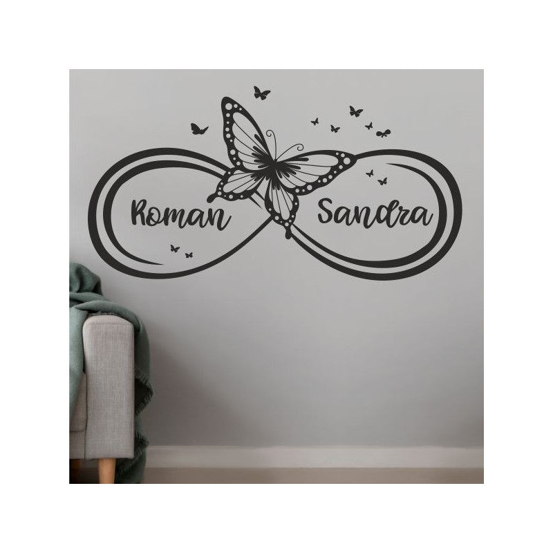 Wandaufkleber Wandtattoo Aufkleber Wand Liebe ist.. Endlosschleife Wunschnamen Ehepartner Verliebte Sprüche Familie Worte Herz