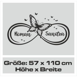 Wandaufkleber Wandtattoo Aufkleber Wand Liebe ist.. Endlosschleife Wunschnamen Ehepartner Verliebte Sprüche Familie Worte Herz
