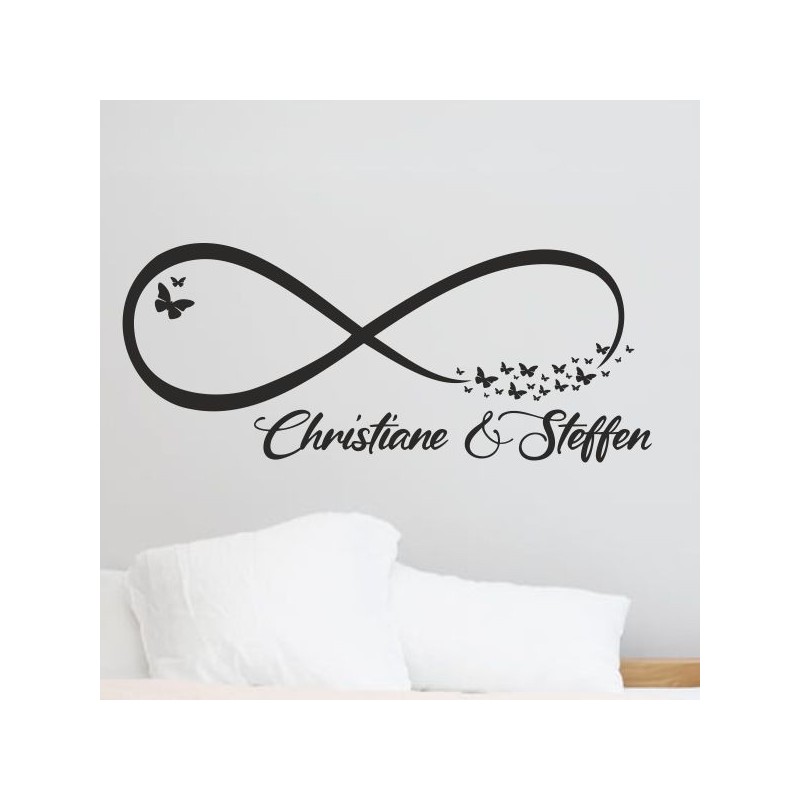 Wandaufkleber Wandtattoo Aufkleber Wand Liebe ist.. Endlosschleife Wunschnamen Ehepartner Verliebte Sprüche Familie Worte Herz