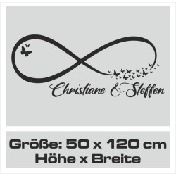 Wandaufkleber Wandtattoo Aufkleber Wand Liebe ist.. Endlosschleife Wunschnamen Ehepartner Verliebte Sprüche Familie Worte Herz