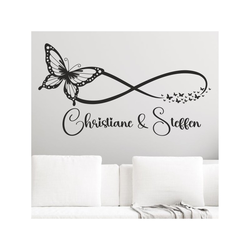 Wandaufkleber Wandtattoo Aufkleber Wand Liebe ist.. Endlosschleife Wunschnamen Ehepartner Verliebte Sprüche Familie Worte Herz