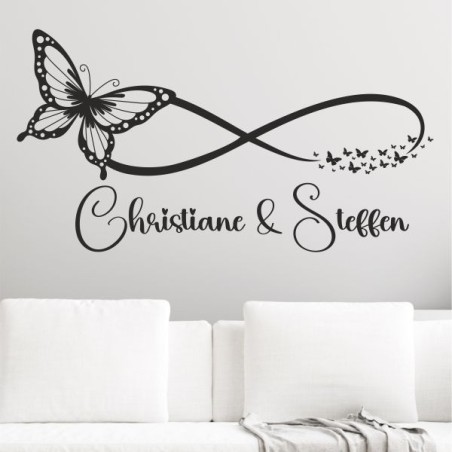 Wandaufkleber Wandtattoo Aufkleber Wand Liebe ist.. Endlosschleife Wunschnamen Ehepartner Verliebte Sprüche Familie Worte Herz