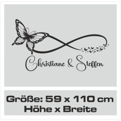 Wandaufkleber Wandtattoo Aufkleber Wand Liebe ist.. Endlosschleife Wunschnamen Ehepartner Verliebte Sprüche Familie Worte Herz