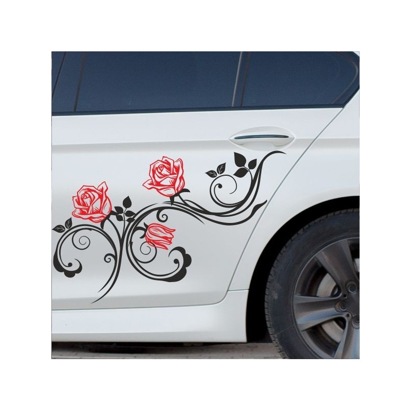 Aufkleber SET 2farbig Auto Seitendekor Tribal Car Style Blumen Gecko Landschaft Totenkopf Feder Vogel Rosen Tattoo Musik Strand