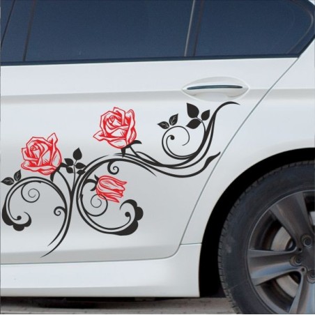 Aufkleber SET 2farbig Auto Seitendekor Tribal Car Style Blumen Gecko Landschaft Totenkopf Feder Vogel Rosen Tattoo Musik Strand