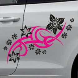 Aufkleber SET 2farbig Auto Seitendekor Tribal Car Style Blumen Gecko Landschaft Totenkopf Feder Vogel Rosen Tattoo Musik Strand