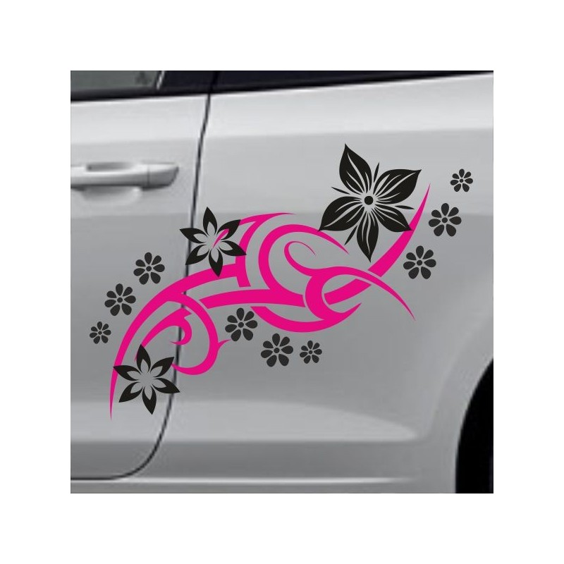 Aufkleber SET 2farbig Auto Seitendekor Tribal Car Style Blumen Gecko Landschaft Totenkopf Feder Vogel Rosen Tattoo Musik Strand