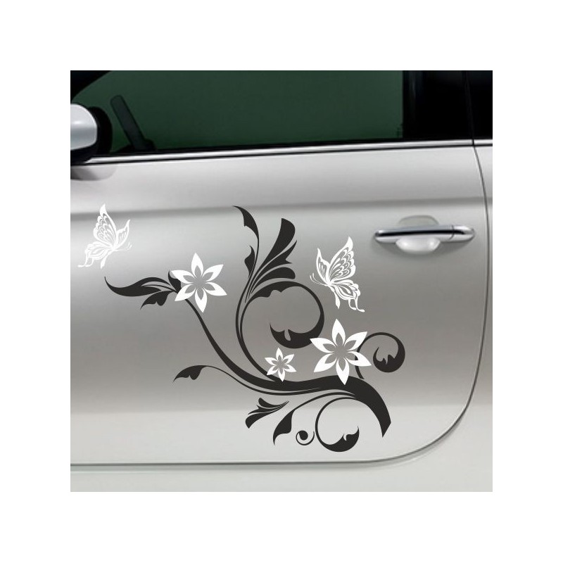 Aufkleber SET 2farbig Auto Seitendekor Tribal Car Style Blumen Gecko Landschaft Totenkopf Feder Vogel Rosen Tattoo Musik Strand