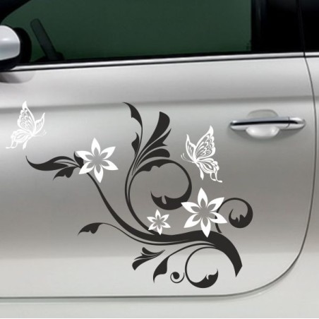 Aufkleber SET 2farbig Auto Seitendekor Tribal Car Style Blumen Gecko Landschaft Totenkopf Feder Vogel Rosen Tattoo Musik Strand