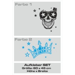 Aufkleber SET 2farbig Auto Seitendekor Tribal Car Style Blumen Gecko Landschaft Totenkopf Feder Vogel Rosen Tattoo Musik Strand