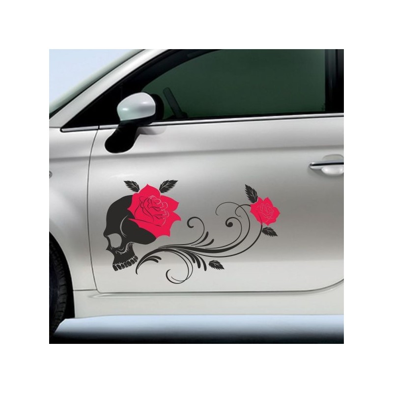 Aufkleber SET 2farbig Auto Seitendekor Tribal Car Style Blumen Gecko Landschaft Totenkopf Feder Vogel Rosen Tattoo Musik Strand