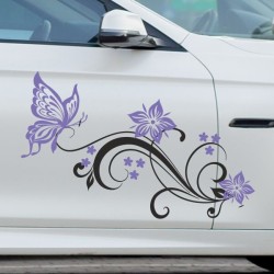 Aufkleber SET 2farbig Auto Seitendekor Tribal Car Style Blumen Gecko Landschaft Totenkopf Feder Vogel Rosen Tattoo Musik Strand