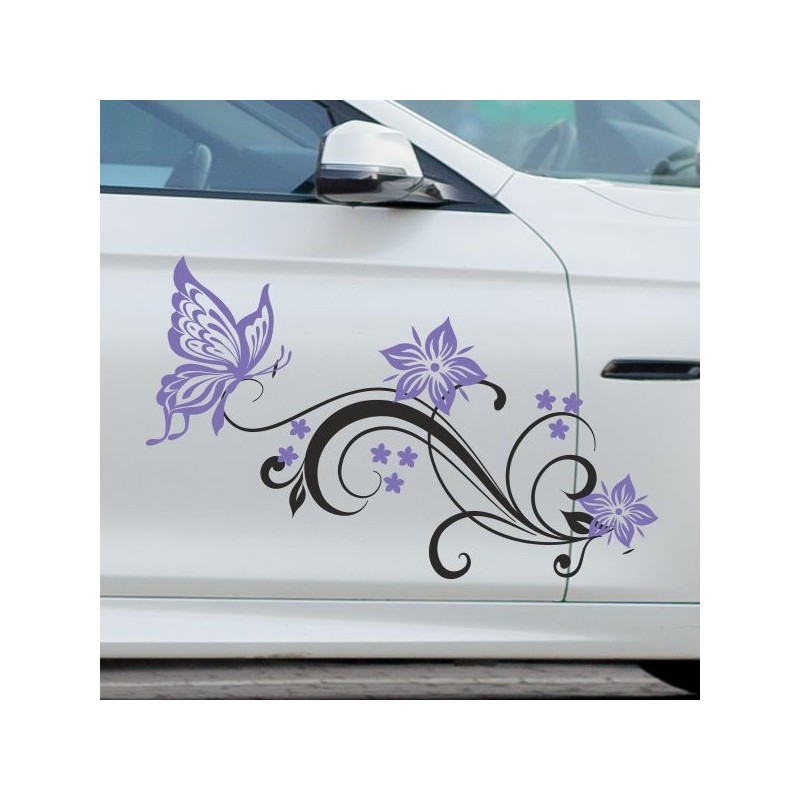 Aufkleber SET 2farbig Auto Seitendekor Tribal Car Style Blumen Gecko Landschaft Totenkopf Feder Vogel Rosen Tattoo Musik Strand