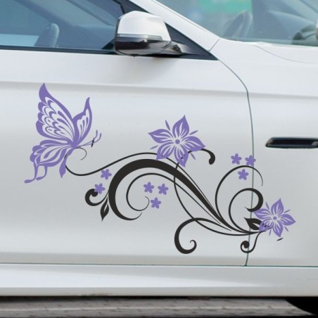 Aufkleber SET 2farbig Auto Seitendekor Tribal Car Style Blumen Gecko Landschaft Totenkopf Feder Vogel Rosen Tattoo Musik Strand