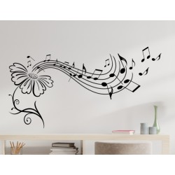 Wandaufkleber Musik Noten Blume Swing Melodie Music Aufkleber Wand Wandtattoo 07