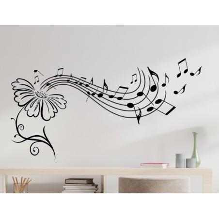 Wandaufkleber Musik Noten Blume Swing Melodie Music Aufkleber Wand Wandtattoo 07