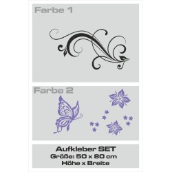 Aufkleber SET 2farbig Auto Seitendekor Tribal Car Style Blumen Gecko Landschaft Totenkopf Feder Vogel Rosen Tattoo Musik Strand