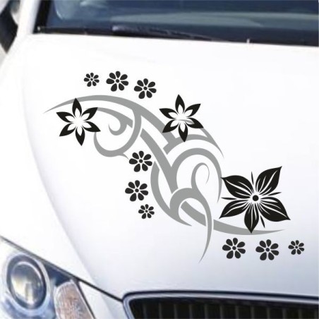 Aufkleber SET 2farbig Auto Seitendekor Tribal Car Style Blumen Gecko Landschaft Totenkopf Feder Vogel Rosen Tattoo Musik Strand