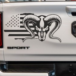 Aufkleber Pick UP Dodge Gelände Offroad Widder RAM Dekor Streifen Amerikanische Flagge Amerika BIG WHEEL Viper