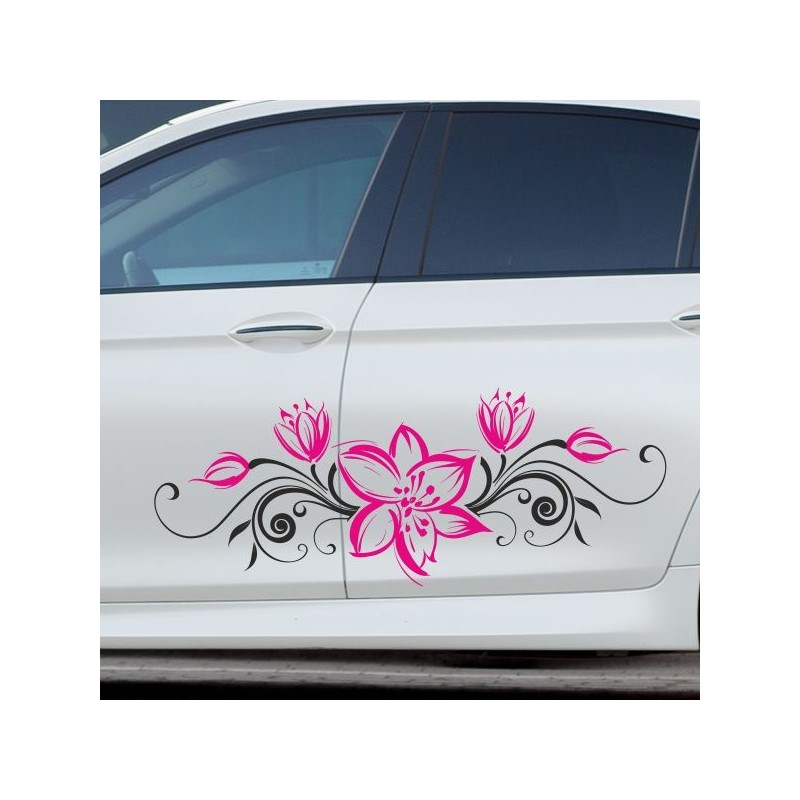 Aufkleber SET 2farbig Auto Seitendekor Tribal Car Style Blumen Gecko Landschaft Totenkopf Feder Vogel Rosen Tattoo Musik Strand