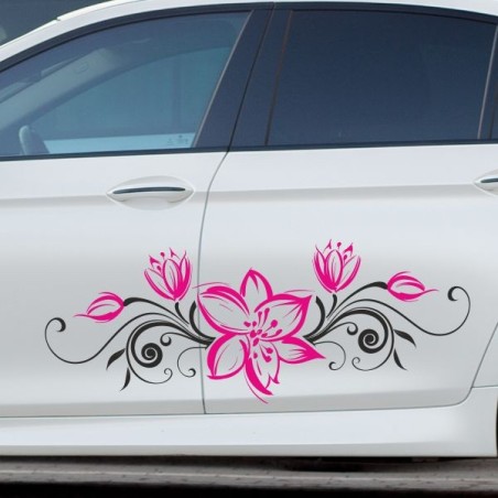 Aufkleber SET 2farbig Auto Seitendekor Tribal Car Style Blumen Gecko Landschaft Totenkopf Feder Vogel Rosen Tattoo Musik Strand