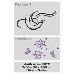 Aufkleber SET 2farbig Auto Seitendekor Tribal Car Style Blumen Gecko Landschaft Totenkopf Feder Vogel Rosen Tattoo Musik Strand