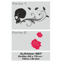 Aufkleber SET 2farbig Auto Seitendekor Tribal Car Style Blumen Gecko Landschaft Totenkopf Feder Vogel Rosen Tattoo Musik Strand
